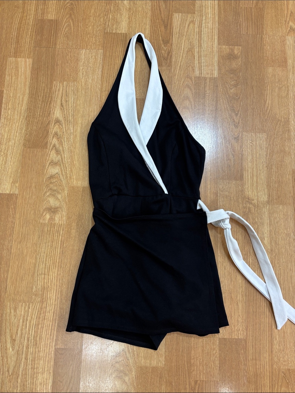 Black and White  SKORT Halter Romper